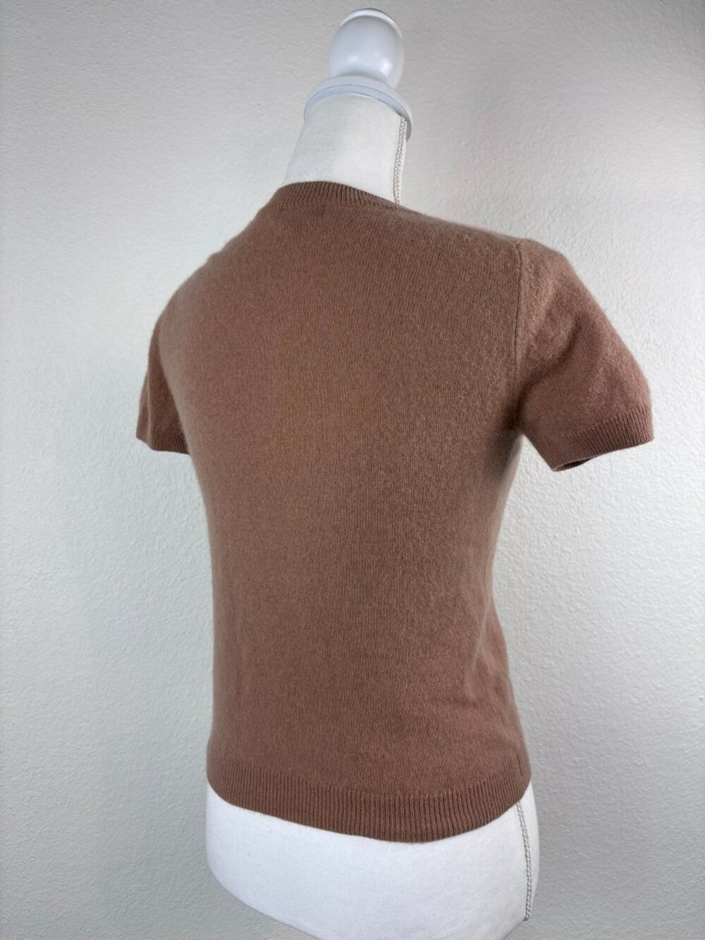 Quince women's small brown 100% cashmere short sleeve knit top stretch casual - Picture 3 of 6